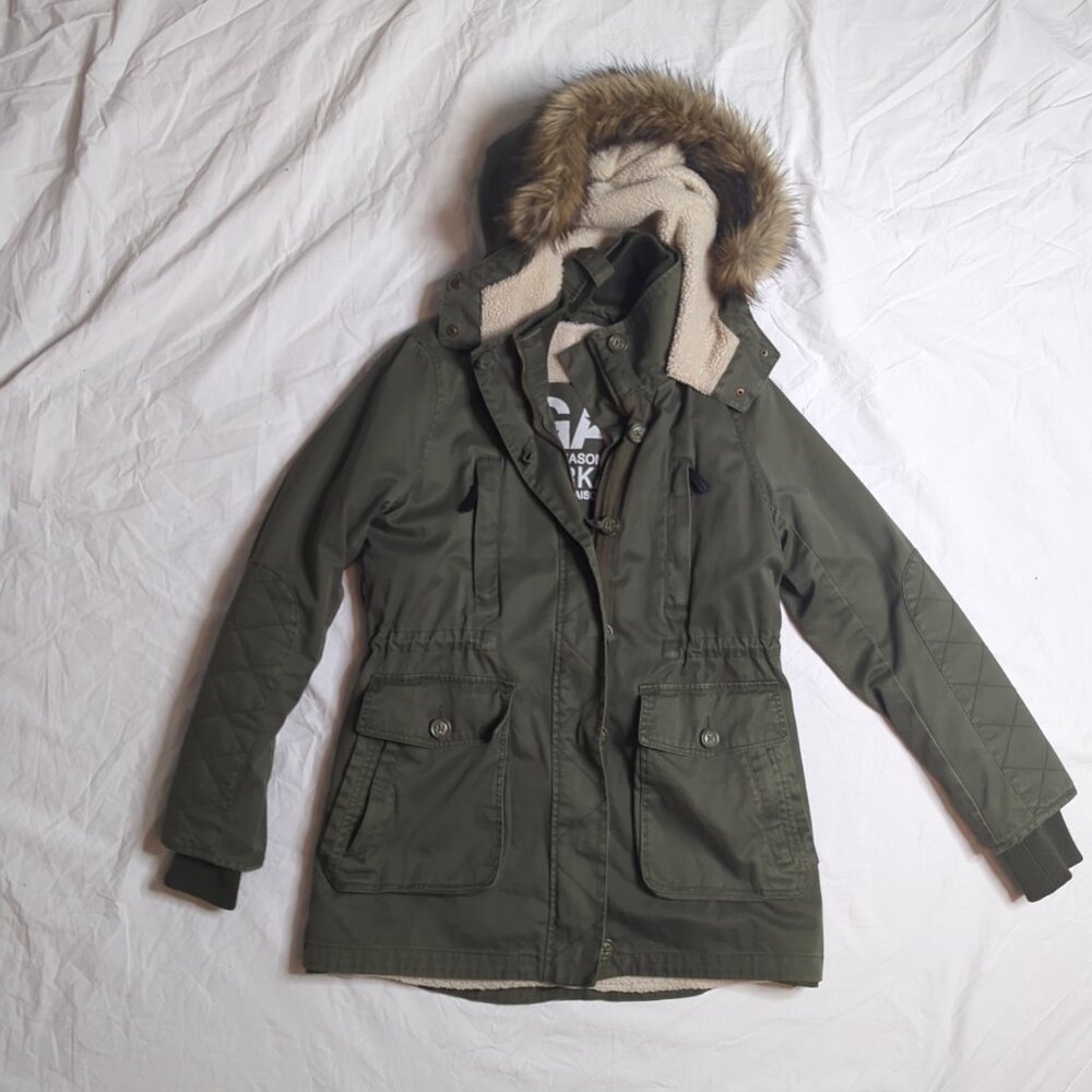Garage- Womens All Seasons Parka/Coat/Jacket, Large, Army Green